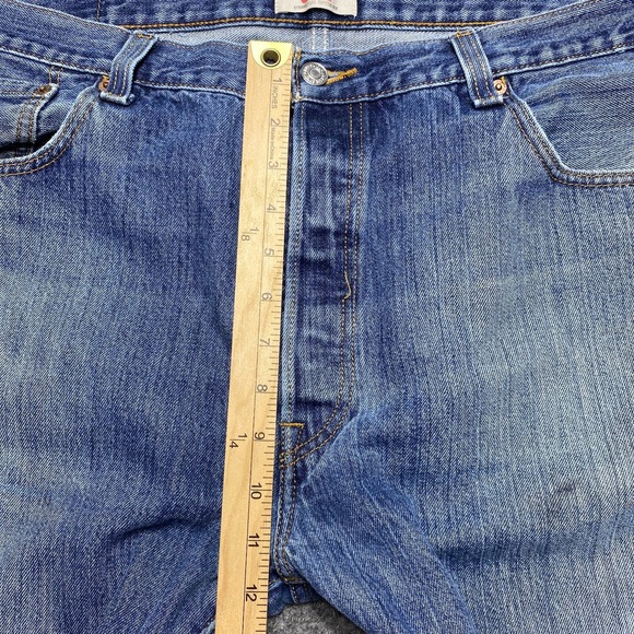 Levis 501 Jeans Men 40x31 Blue Straight Classic Button Medium Wash Tag 40x32 - Picture 4 of 12